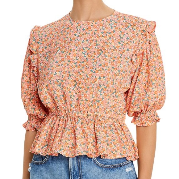 DONATED - FAITHFULL THE BRAND Peplum Top - Mathiola Floral - Picture 1 of 10